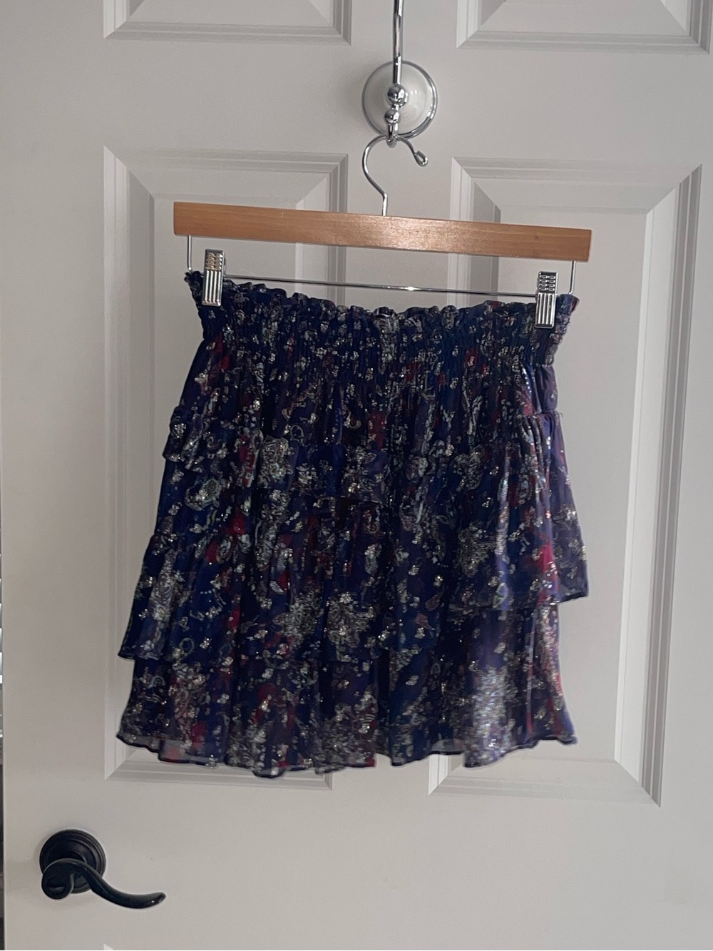 Isabel Marant Etoile HERTYSPE Naomi Skirt Purple Smocked Tiered Ruffle 38 FR SM - Picture 7 of 8